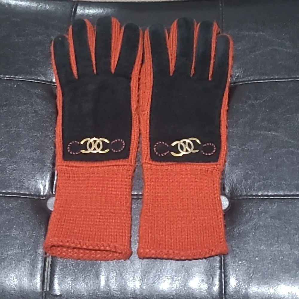 Cute Women gloves Black Orange one size